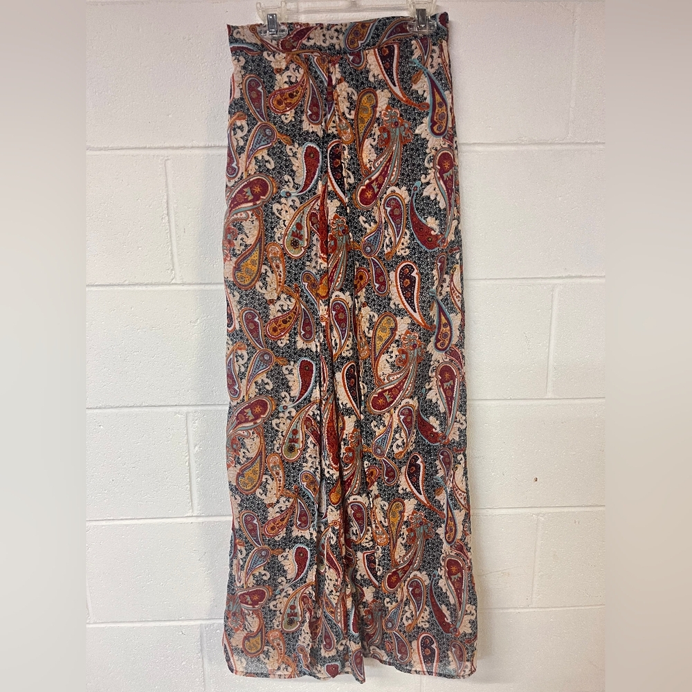 TRUTH nyc Paisley Print Sheer Spilt Leg Pants. Size S